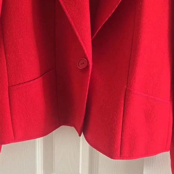 1980s Chester Weinberg Red Wool Blazer Sz L - Picture 3 of 11